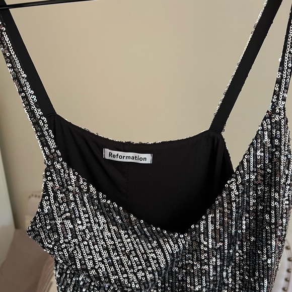 REFORMATION Black Silver Sequin Dress 🪩🍸 - Picture 3 of 7